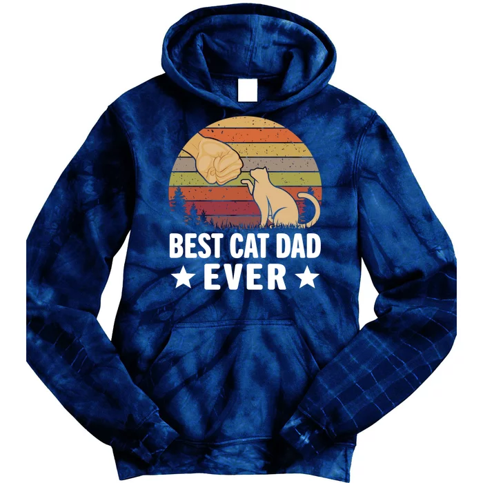 Best Cat Dad Ever Funny Cute Retro Tie Dye Hoodie