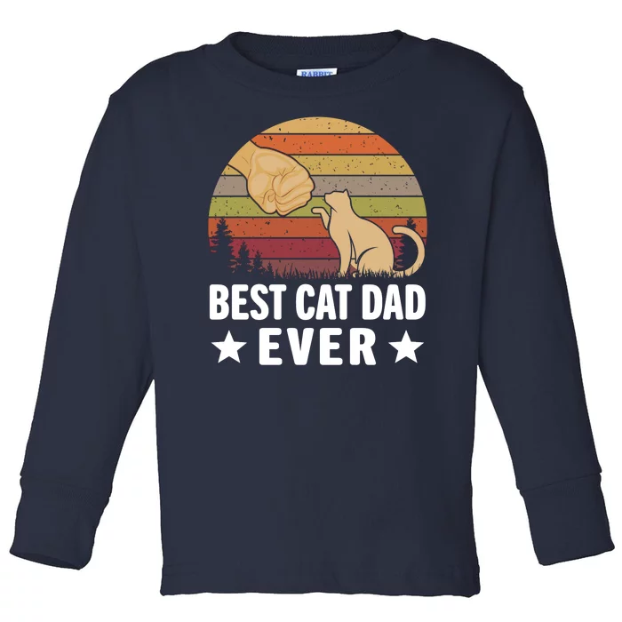 Best Cat Dad Ever Funny Cute Retro Toddler Long Sleeve Shirt