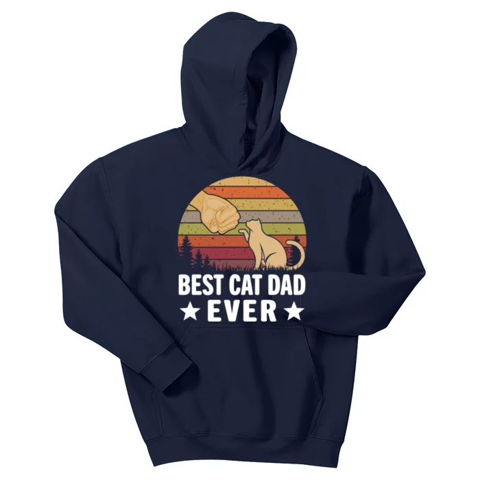 Best Cat Dad Ever Funny Cute Retro Kids Hoodie