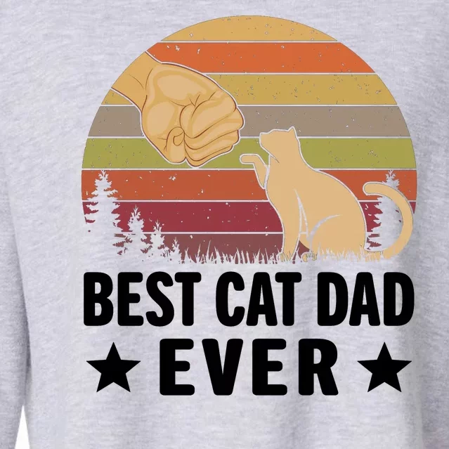 Best Cat Dad Ever Funny Cute Retro Cropped Pullover Crew