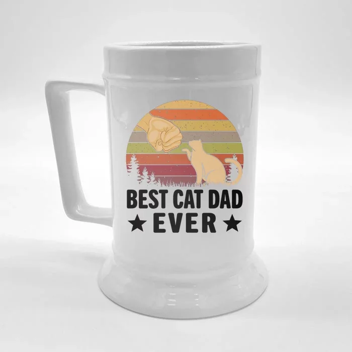 Best Cat Dad Ever Funny Cute Retro Front & Back Beer Stein