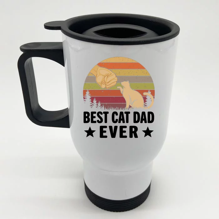 Best Cat Dad Ever Funny Cute Retro Front & Back Stainless Steel Travel Mug