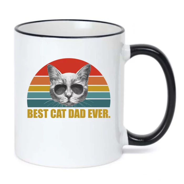 Best Cat Dad Ever Retro Sunset Black Color Changing Mug