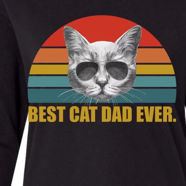 Best Cat Dad Ever Retro Sunset Womens Cotton Relaxed Long Sleeve T-Shirt