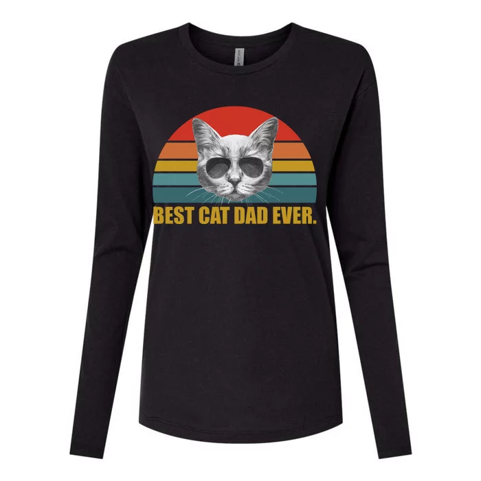 Best Cat Dad Ever Retro Sunset Womens Cotton Relaxed Long Sleeve T-Shirt