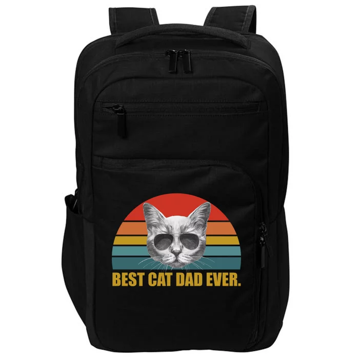 Best Cat Dad Ever Retro Sunset Impact Tech Backpack