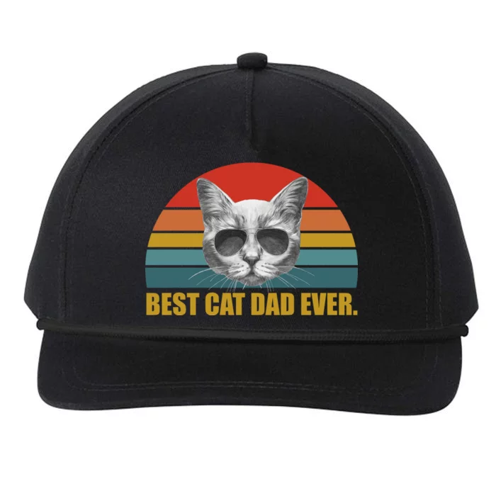 Best Cat Dad Ever Retro Sunset Snapback Five-Panel Rope Hat