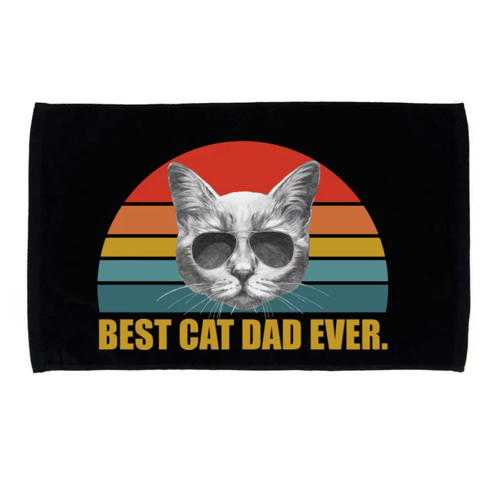 Best Cat Dad Ever Retro Sunset Microfiber Hand Towel