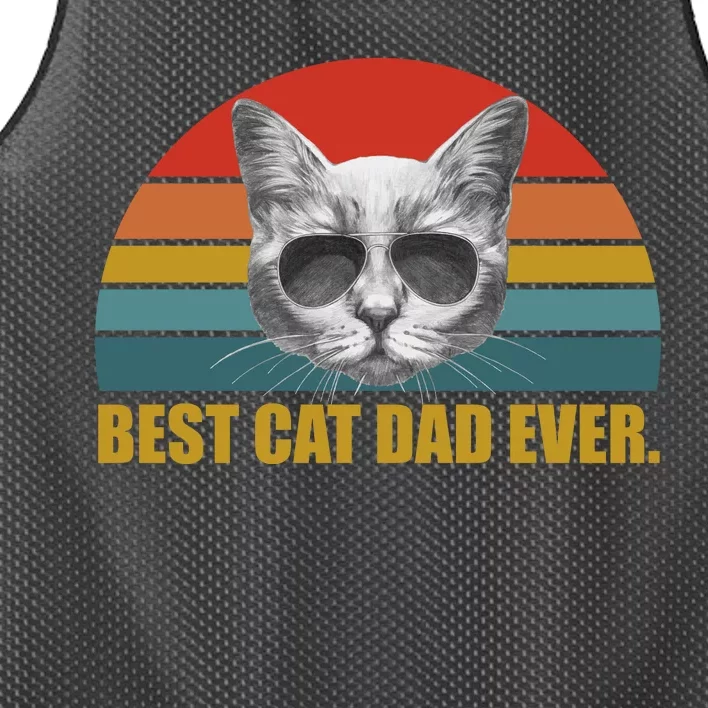 Best Cat Dad Ever Retro Sunset Mesh Reversible Basketball Jersey Tank