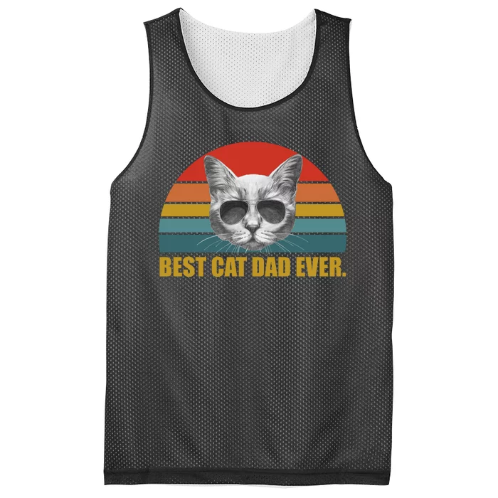 Best Cat Dad Ever Retro Sunset Mesh Reversible Basketball Jersey Tank