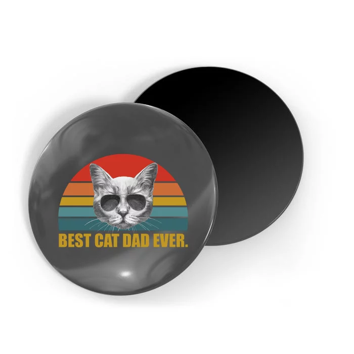 Best Cat Dad Ever Retro Sunset Magnet