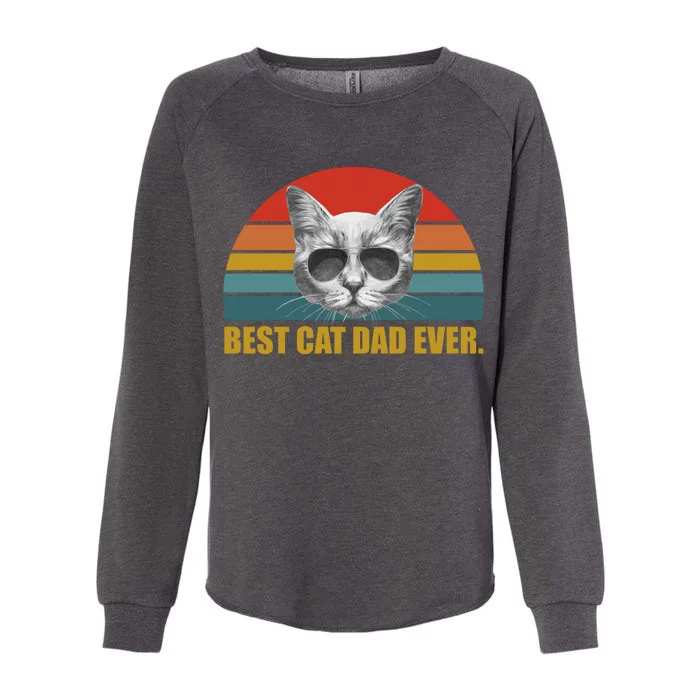 Best Cat Dad Ever Retro Sunset Womens California Wash Sweatshirt