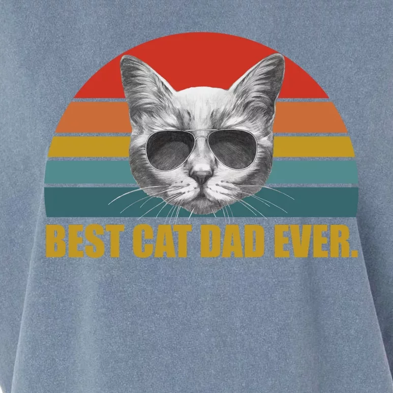 Best Cat Dad Ever Retro Sunset Garment-Dyed Women's Muscle Tee