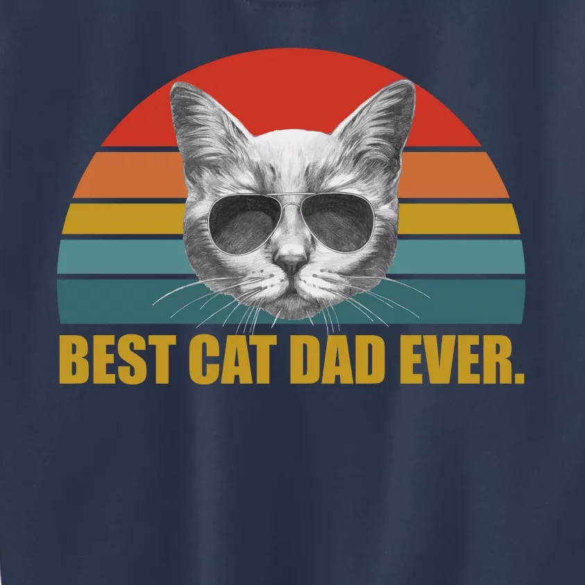 Best Cat Dad Ever Retro Sunset Kids Sweatshirt