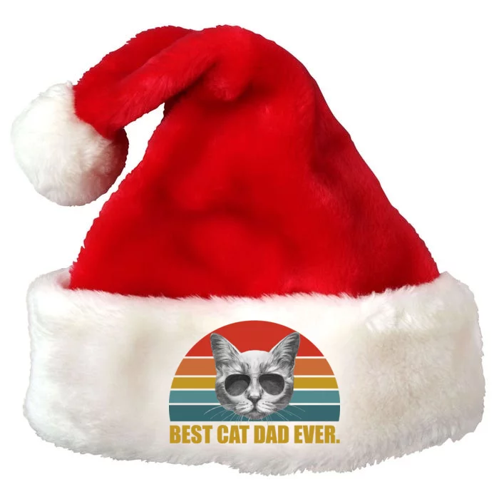 Best Cat Dad Ever Retro Sunset Premium Christmas Santa Hat