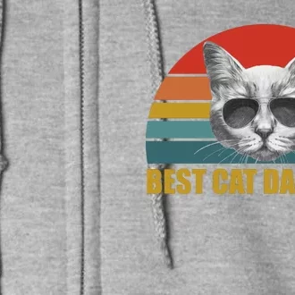 Best Cat Dad Ever Retro Sunset Full Zip Hoodie