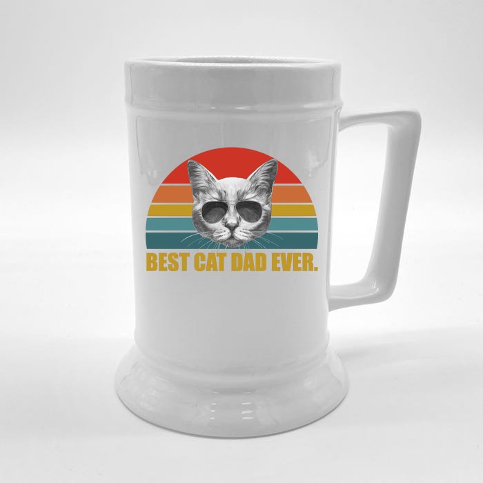 Best Cat Dad Ever Retro Sunset Front & Back Beer Stein