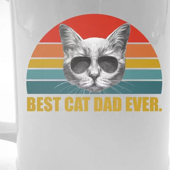 Best Cat Dad Ever Retro Sunset Front & Back Beer Stein