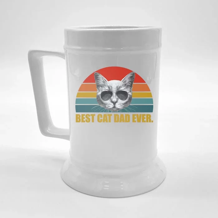 Best Cat Dad Ever Retro Sunset Front & Back Beer Stein