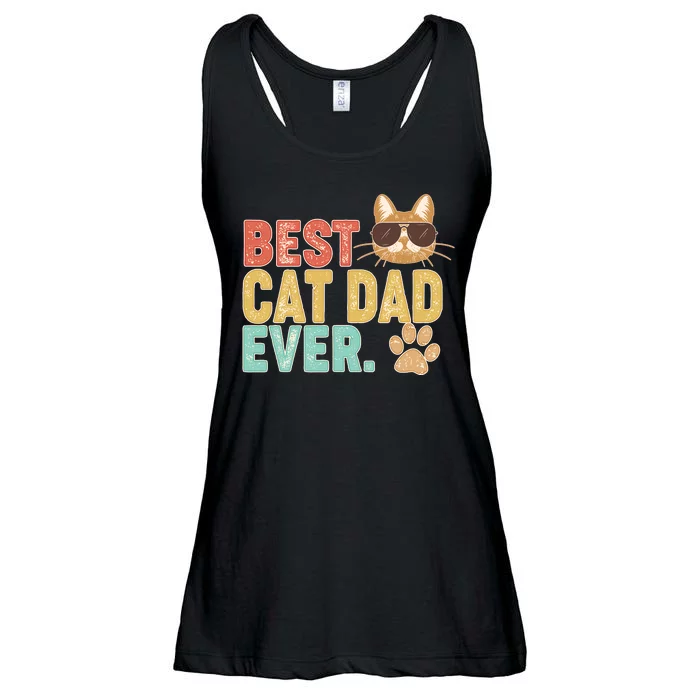 Best Cat Dad Ever Vintage Colors Ladies Essential Flowy Tank