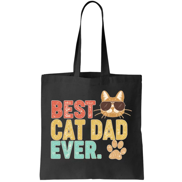 Best Cat Dad Ever Vintage Colors Tote Bag