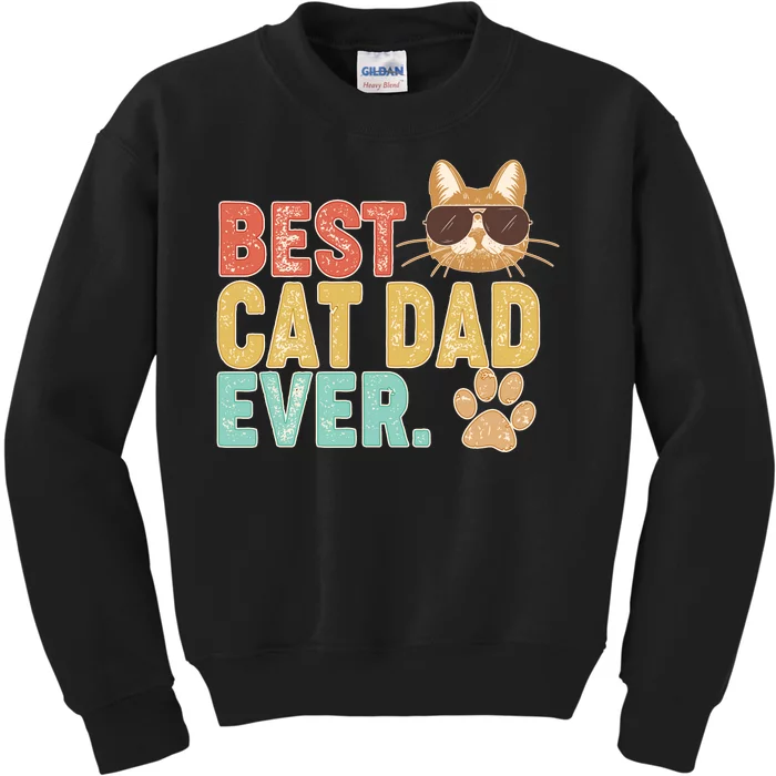 Best Cat Dad Ever Vintage Colors Kids Sweatshirt