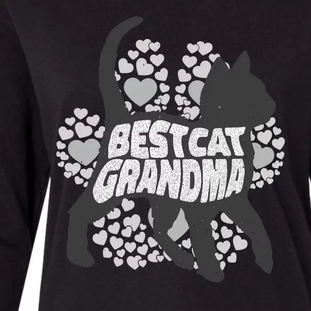 Best Cat Grandma Womens Cotton Relaxed Long Sleeve T-Shirt