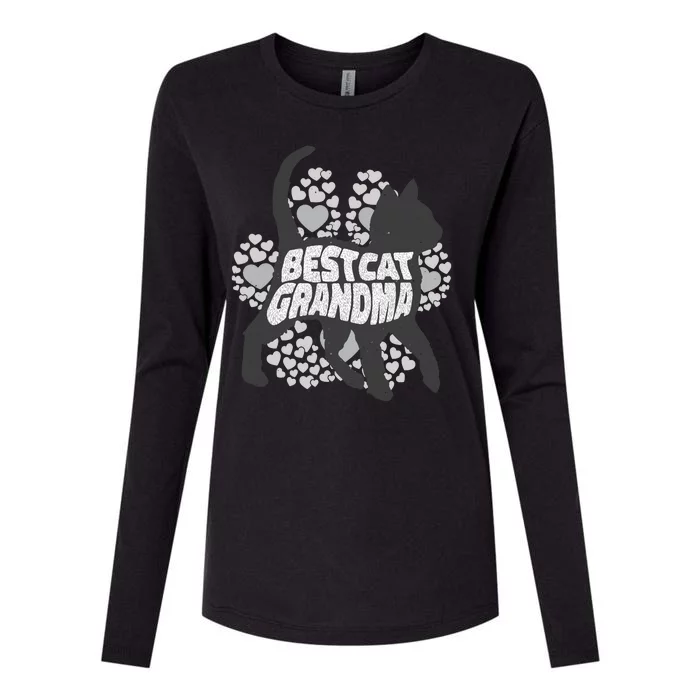 Best Cat Grandma Womens Cotton Relaxed Long Sleeve T-Shirt