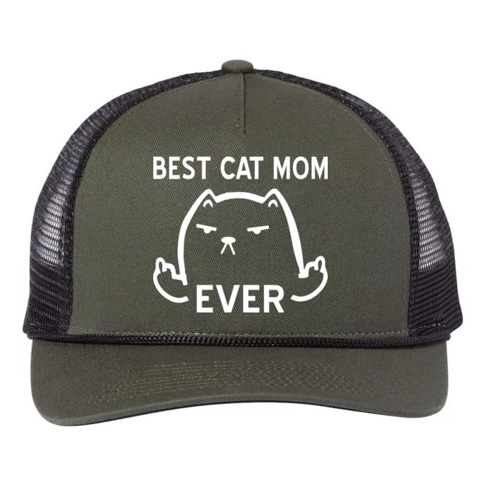 Best Cat Mom Ever Retro Rope Trucker Hat Cap