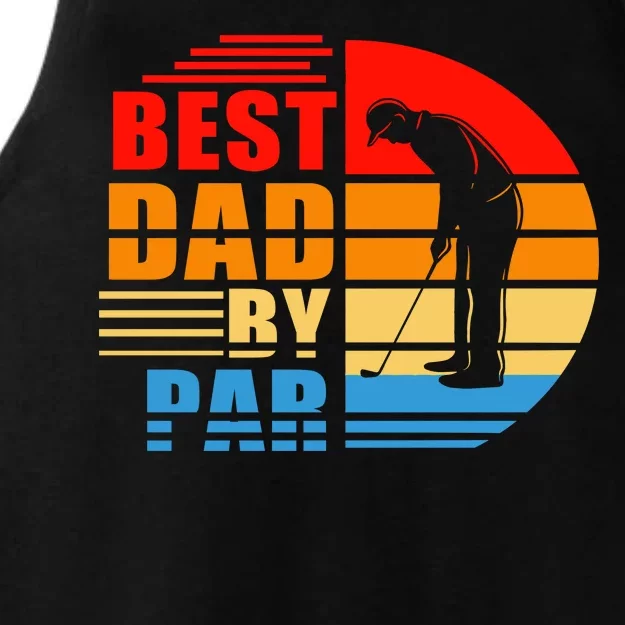 Best Dad By Par Retro Golf Sunset Ladies Tri-Blend Wicking Tank