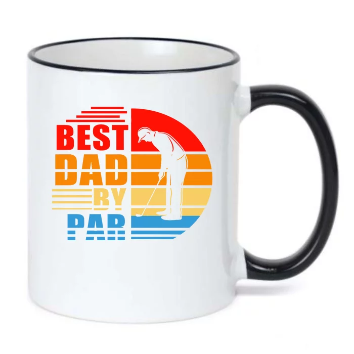 Best Dad By Par Retro Golf Sunset Black Color Changing Mug