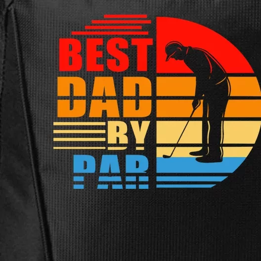 Best Dad By Par Retro Golf Sunset City Backpack