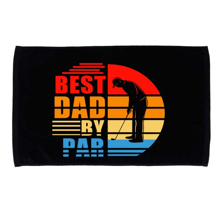 Best Dad By Par Retro Golf Sunset Microfiber Hand Towel