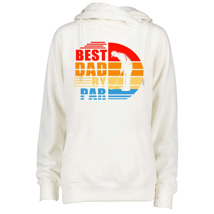 Best Dad By Par Retro Golf Sunset Womens Funnel Neck Pullover Hood