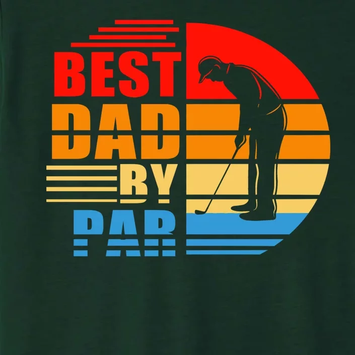 Best Dad By Par Retro Golf Sunset ChromaSoft Performance T-Shirt