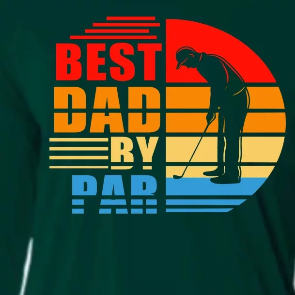 Best Dad By Par Retro Golf Sunset Cooling Performance Long Sleeve Crew