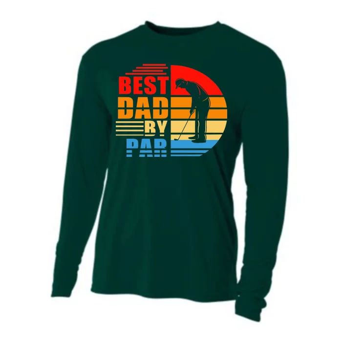 Best Dad By Par Retro Golf Sunset Cooling Performance Long Sleeve Crew