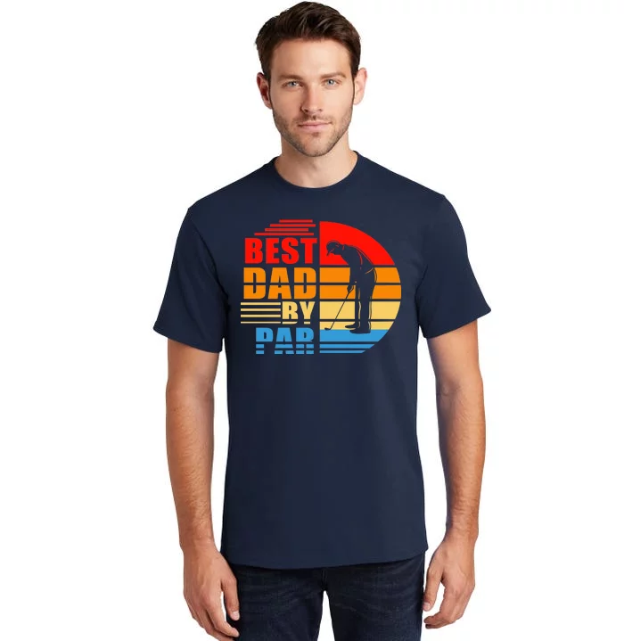 Best Dad By Par Retro Golf Sunset Tall T-Shirt