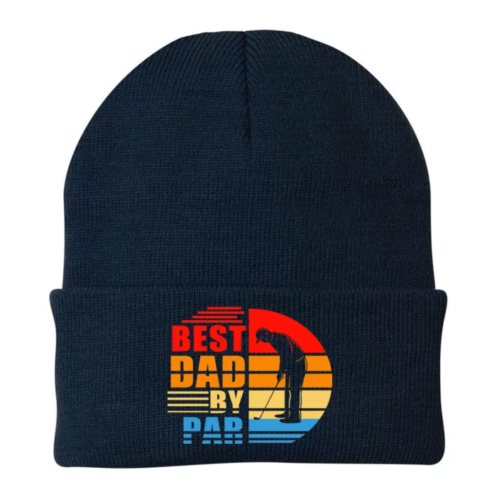 Best Dad By Par Retro Golf Sunset Knit Cap Winter Beanie