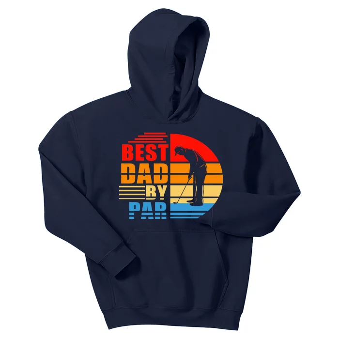 Best Dad By Par Retro Golf Sunset Kids Hoodie