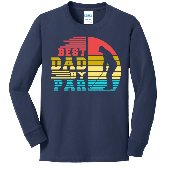 Best Dad By Par Retro Sunset Kids Long Sleeve Shirt