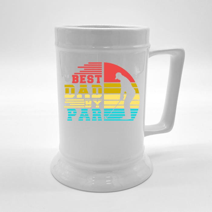 Best Dad By Par Retro Sunset Front & Back Beer Stein