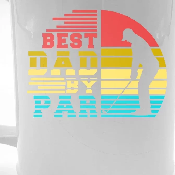 Best Dad By Par Retro Sunset Front & Back Beer Stein