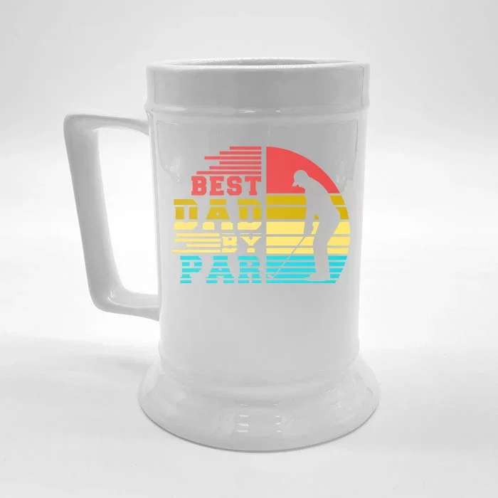 Best Dad By Par Retro Sunset Front & Back Beer Stein