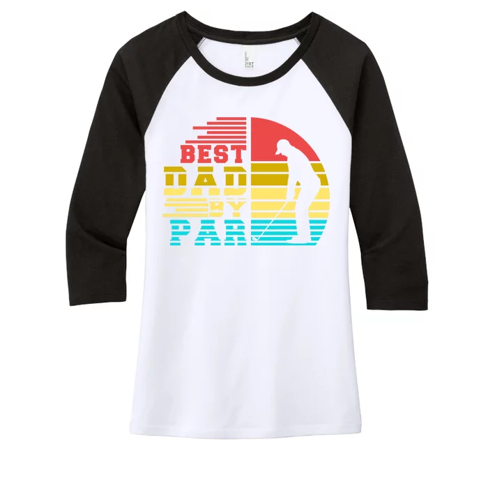 Best Dad By Par Retro Sunset Women's Tri-Blend 3/4-Sleeve Raglan Shirt