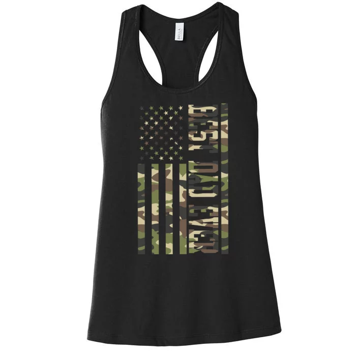 Best Dad Ever Army Flag Women's Racerback Tank