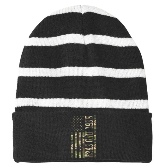 Best Dad Ever Army Flag Striped Beanie with Solid Band