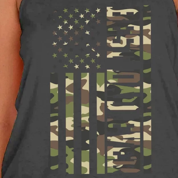 Best Dad Ever Army Flag Women's Knotted Racerback Tank