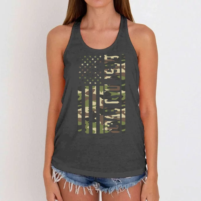 Best Dad Ever Army Flag Women's Knotted Racerback Tank