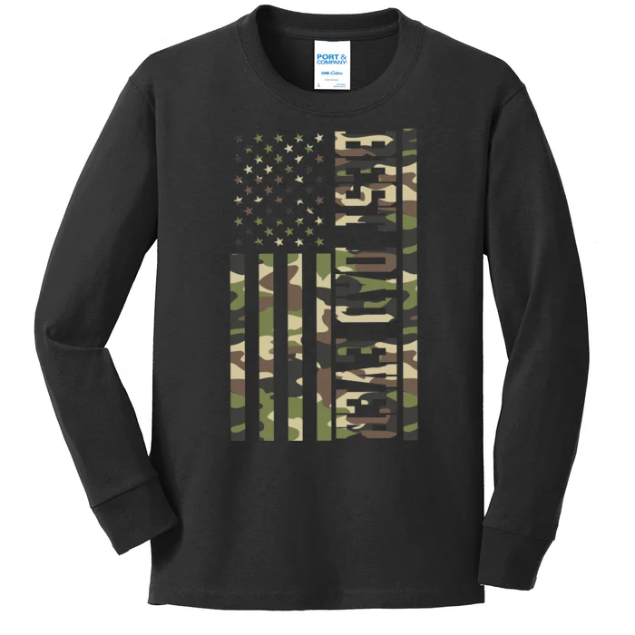 Best Dad Ever Army Flag Kids Long Sleeve Shirt